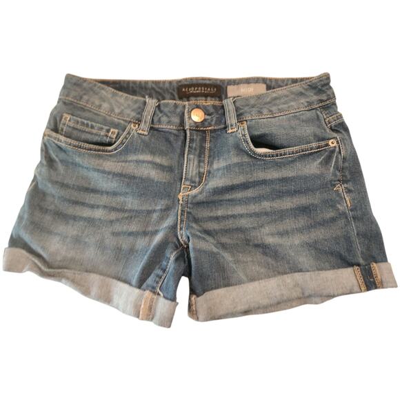 Aeropostale Midi Denim Cuffed Shorts Women's Size 4‎ - Picture 1 of 5